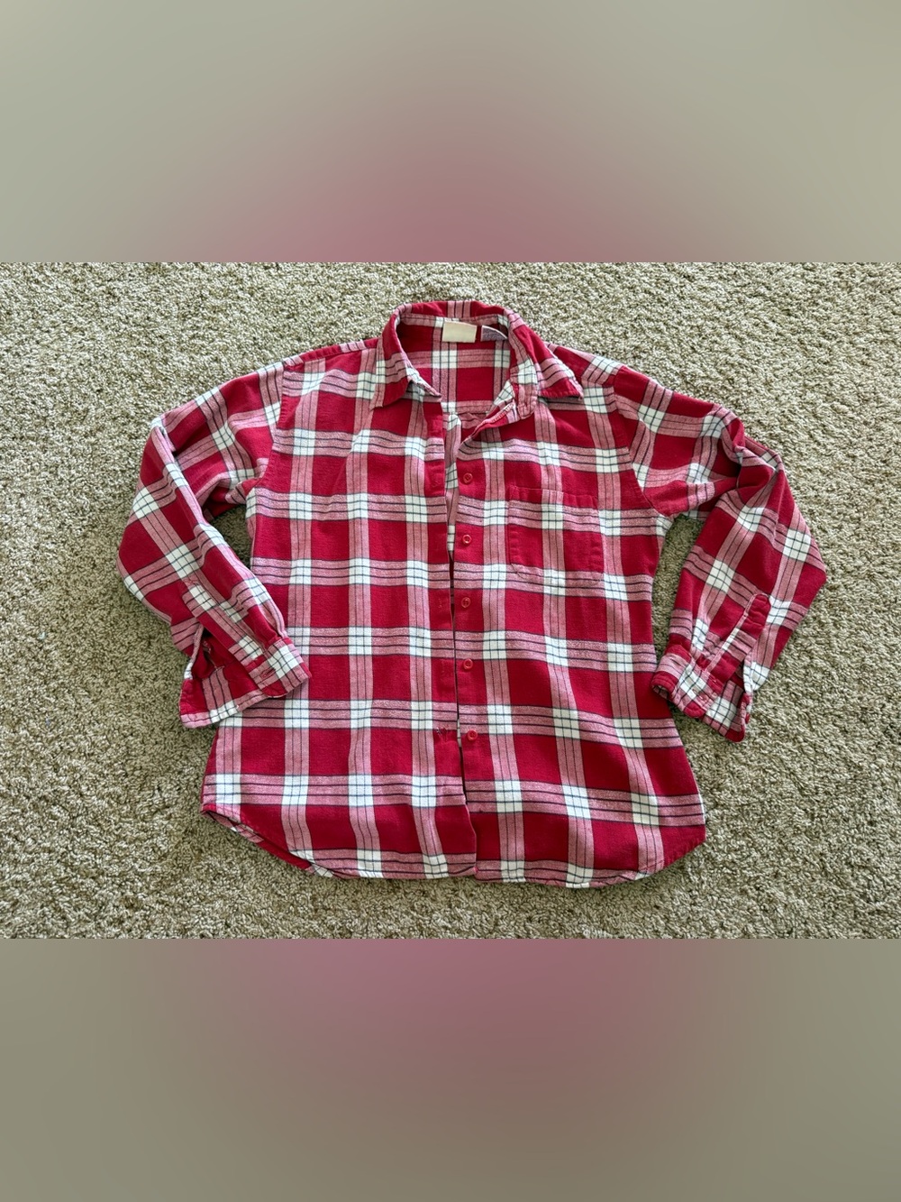 Faded Glory Women’s Red Plaid Button-Front Shirt
